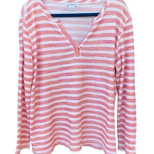Liz Claiborne Long Sleeved Waffle Knit Striped Top - Women’s XL